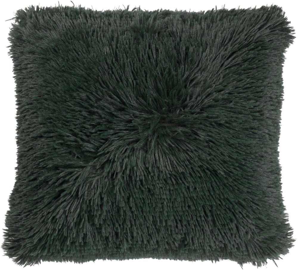 Housse de coussin vert fausse fourrure-45x45 cm uni