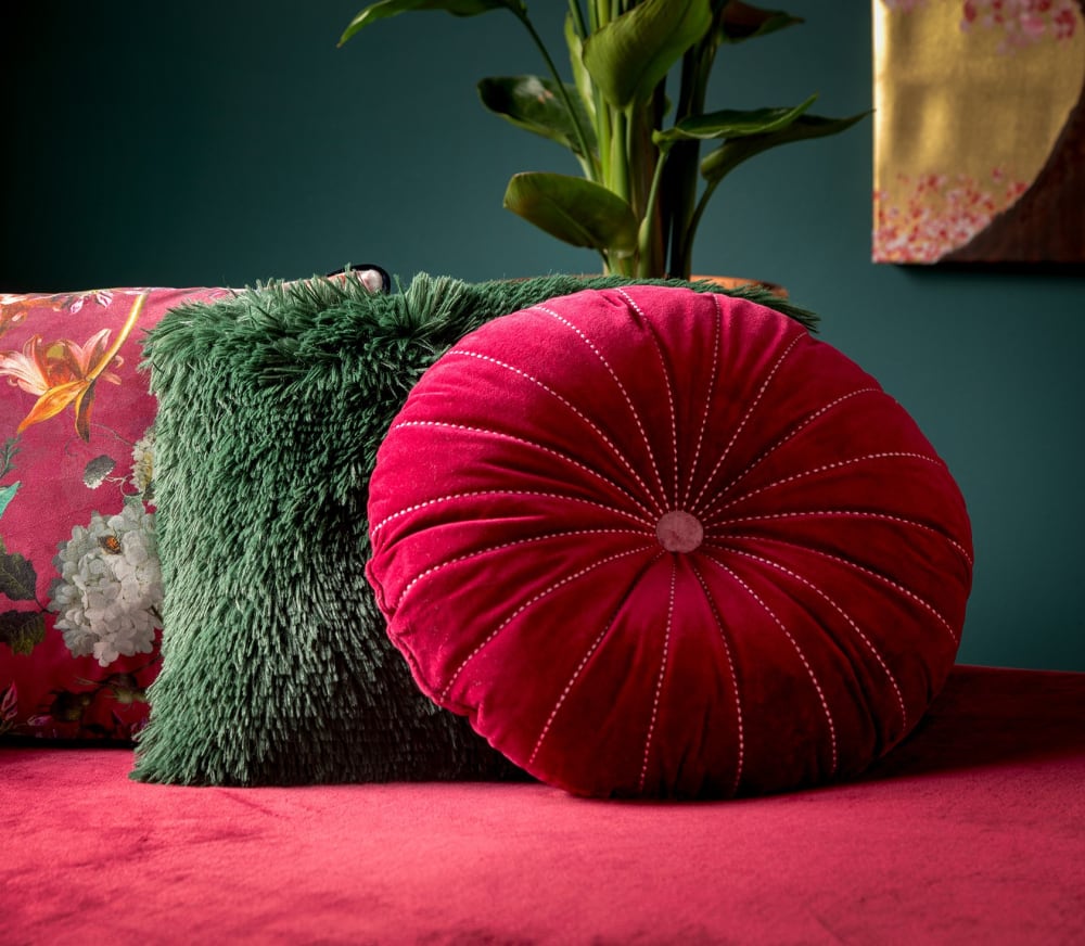 Housse de coussin vert fausse fourrure-45x45 cm uni — vue 4
