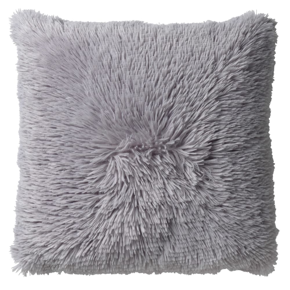 Housse de coussin gris fausse fourrure-45x45 cm uni