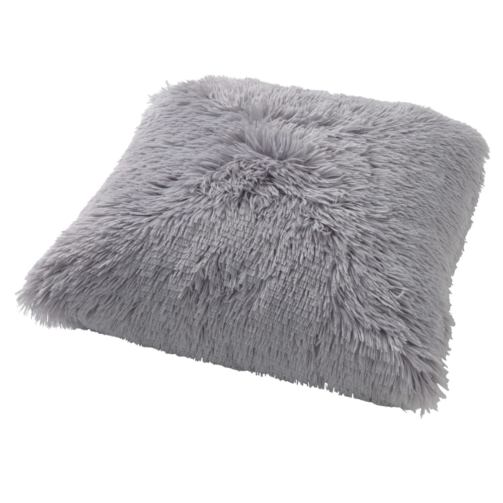 Housse de coussin gris fausse fourrure-45x45 cm uni — vue 3