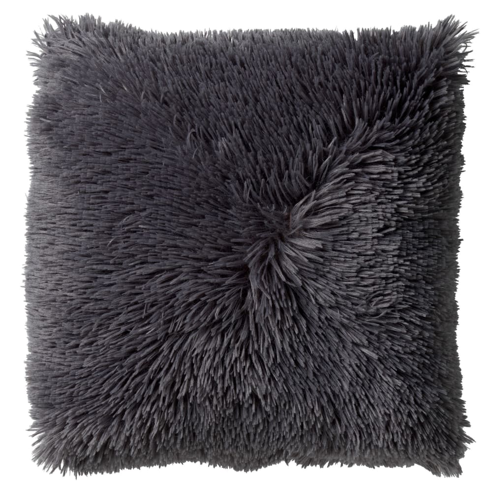 Housse de coussin gris fausse fourrure-45x45 cm uni