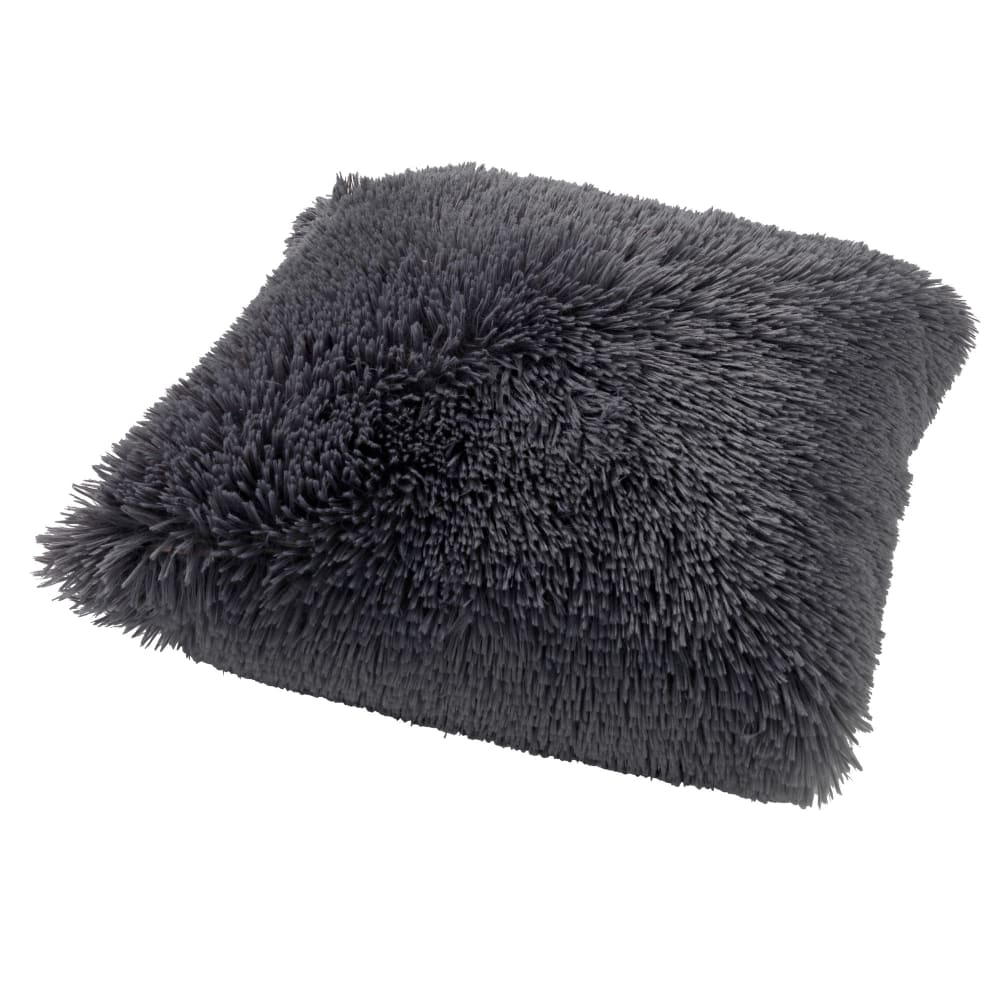 Housse de coussin gris fausse fourrure-45x45 cm uni - Maisons du Monde