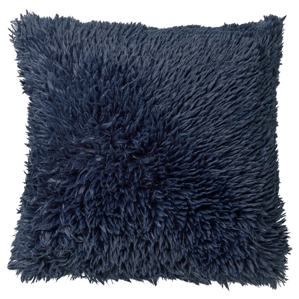 Housse de coussin bleu fausse fourrure-45x45 cm uni
