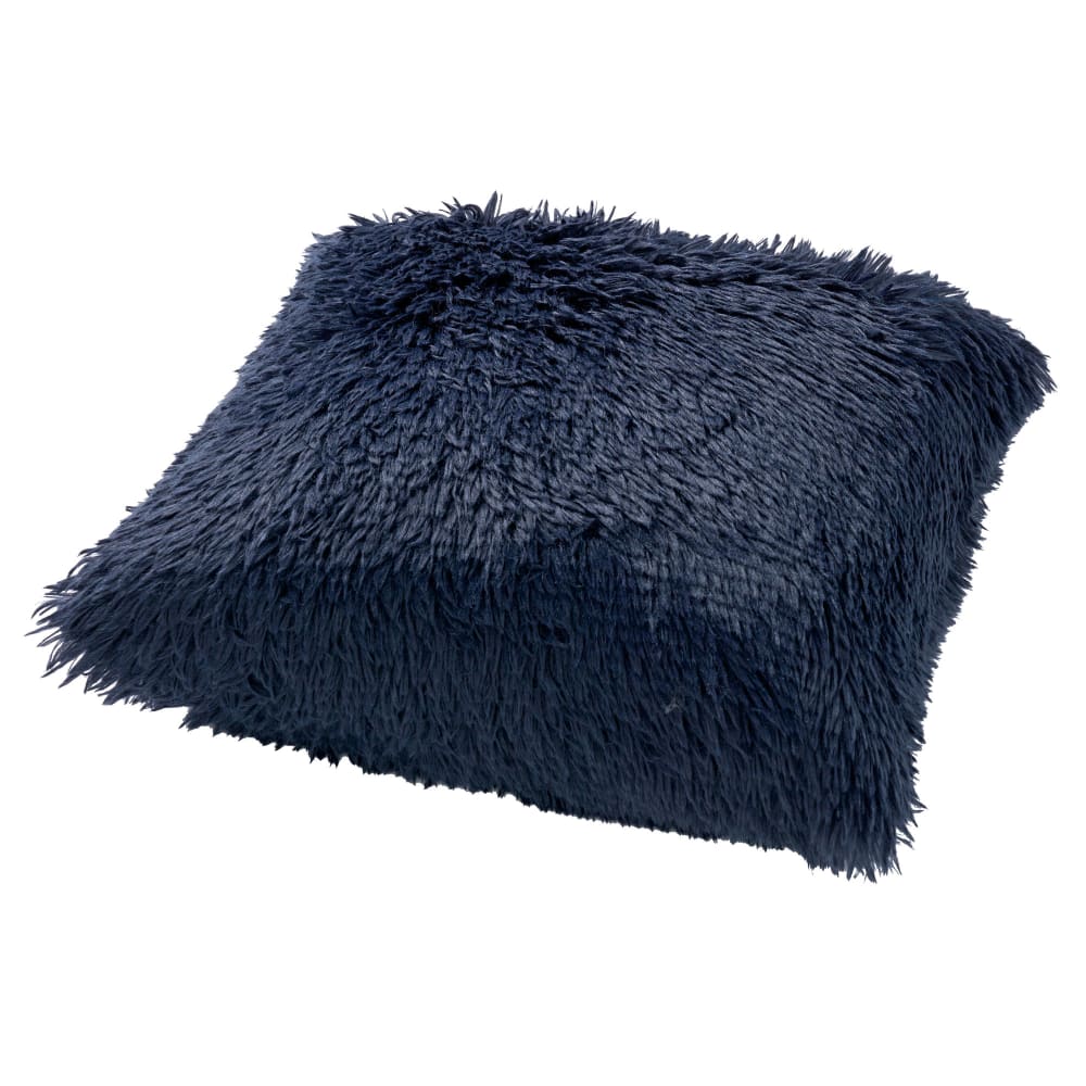Housse de coussin bleu fausse fourrure-45x45 cm uni — vue 3