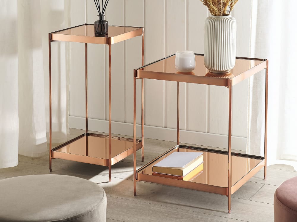 Beistelltisch aus Sicherheitsglas, kupfer - Maisons Du Monde