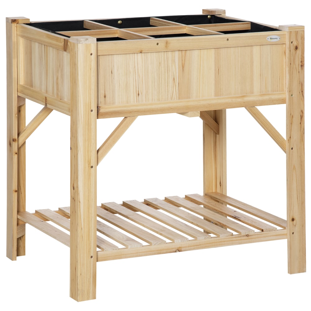 Fioreria per orto rialzata con 6 scomparti legno naturale - LEGNO