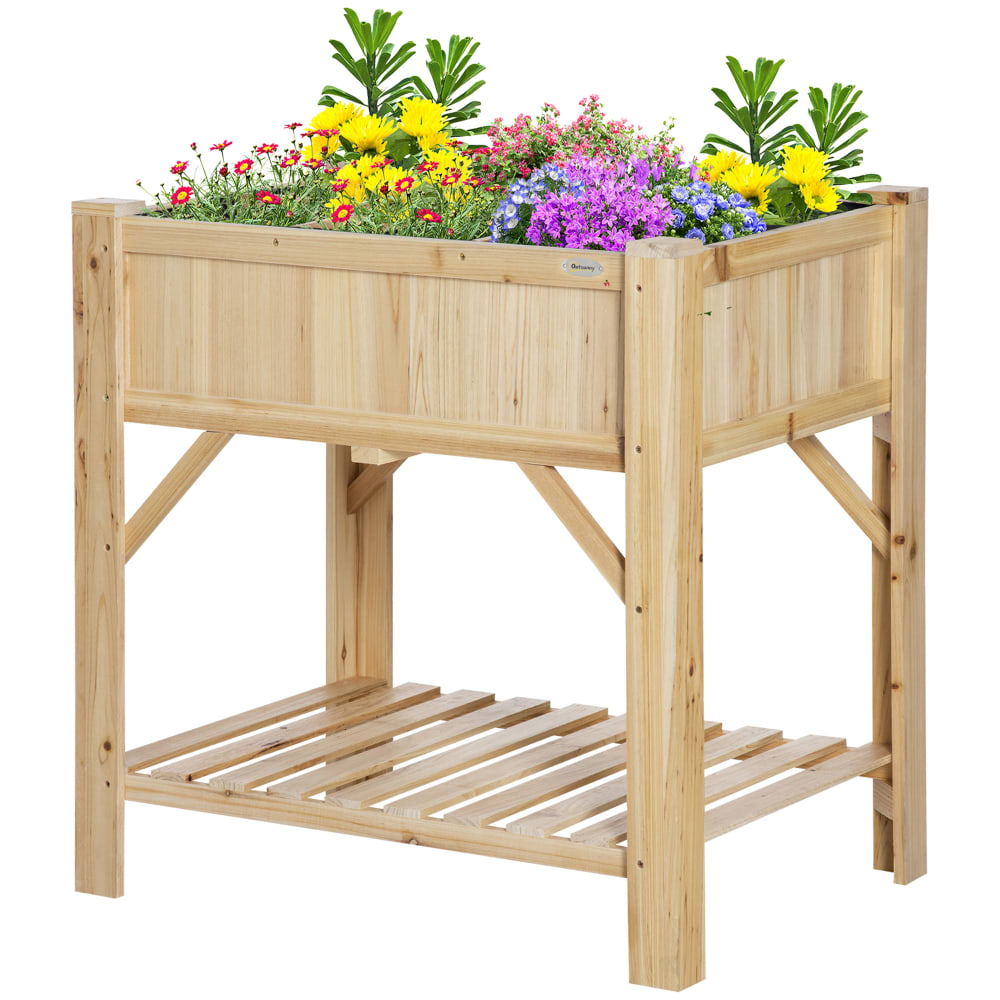 Fioreria per orto rialzata con 6 scomparti legno naturale -