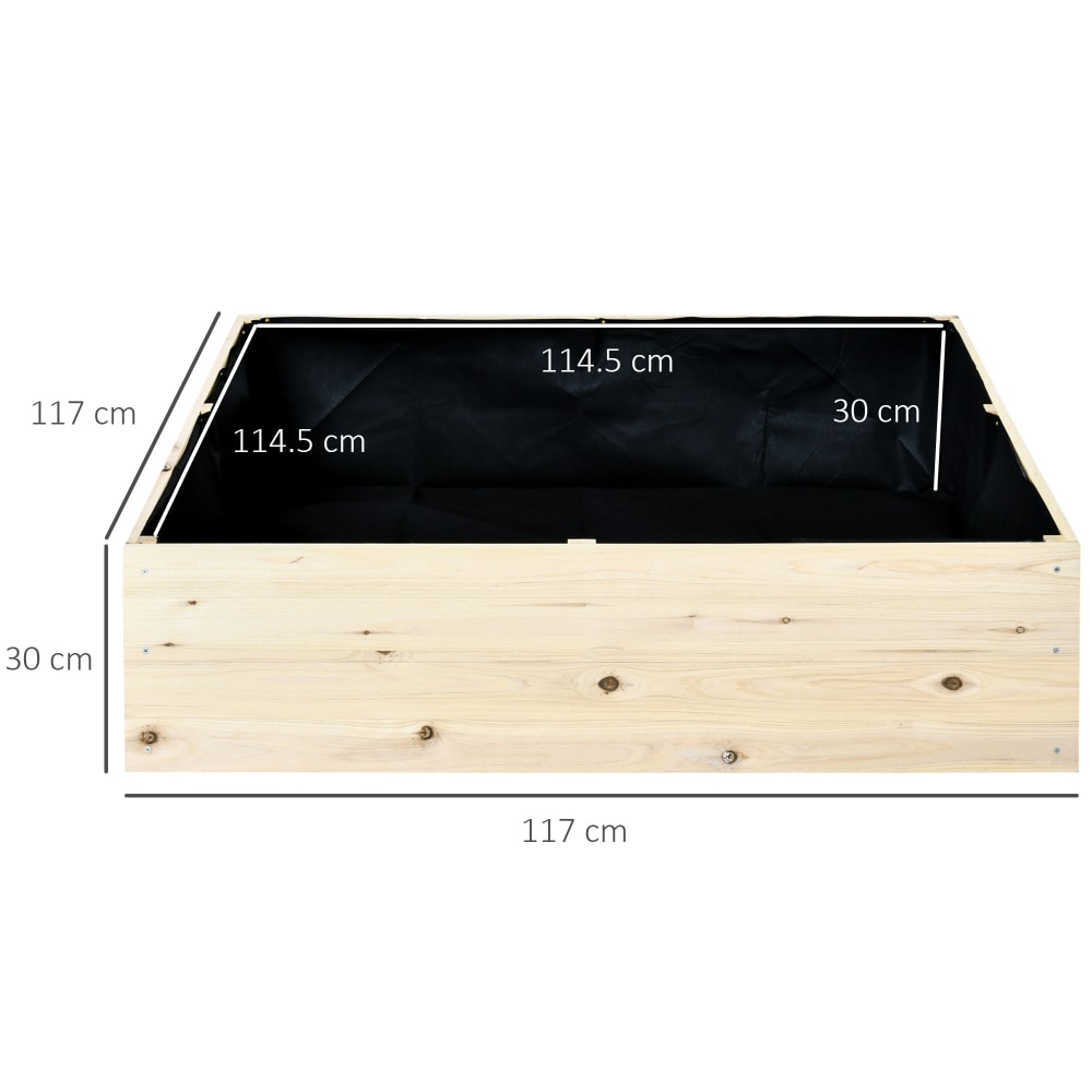 Letto per orto rialzato in legno 117x117cm per piante e fiori -