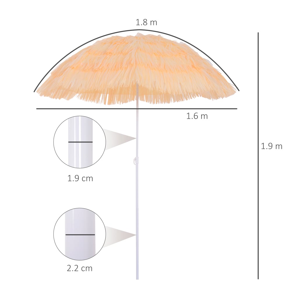 Ombrellone da spiaggia e giardino 1.6x2 m beige a 8 stecche -