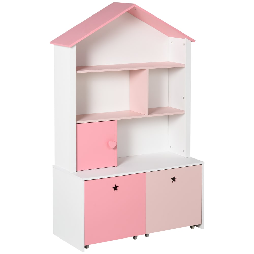 Libreria scaffale portagiochi per cameretta bambini mdf p2 rosa - Rosa - Pannello di particelle
