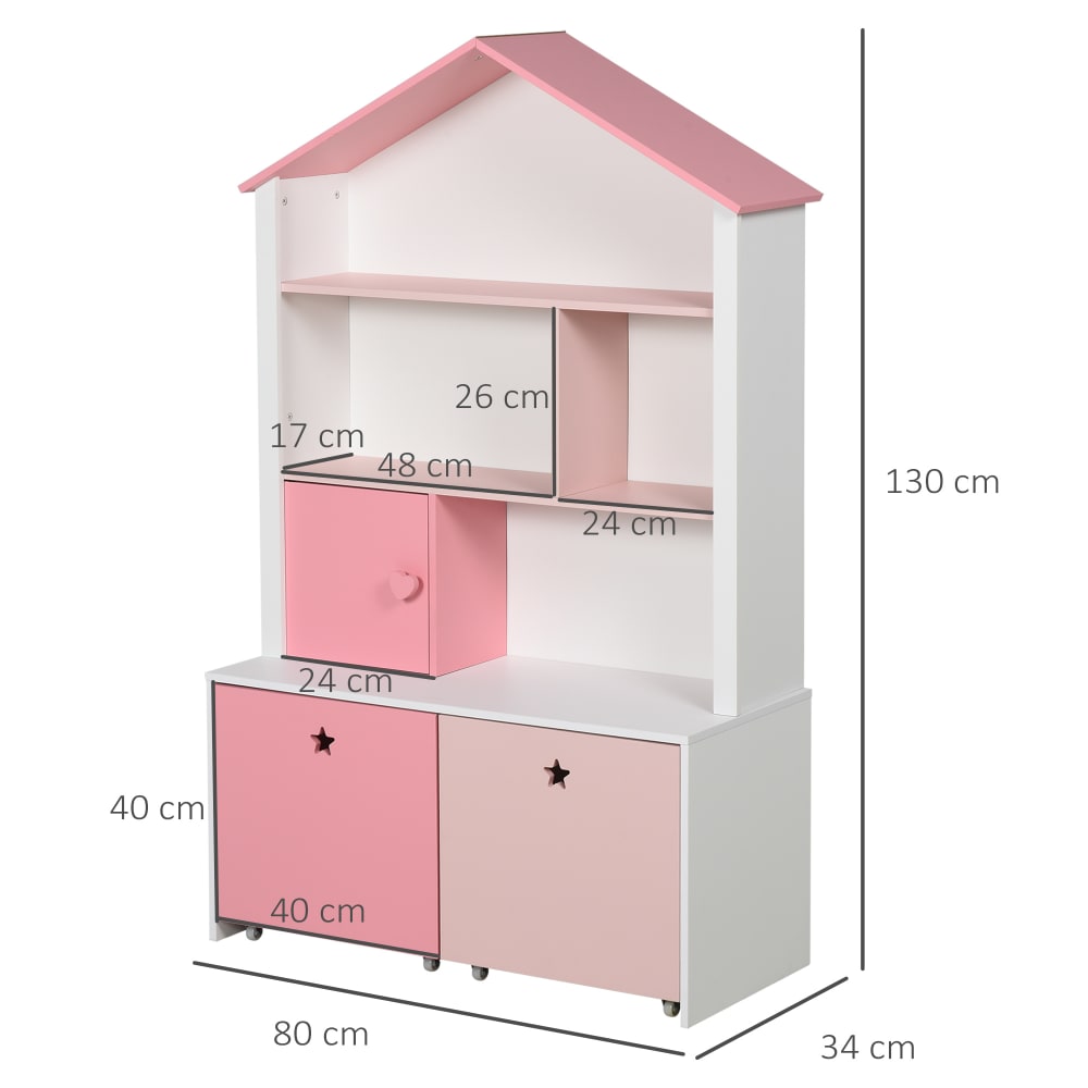 Libreria scaffale portagiochi per cameretta bambini mdf p2 rosa -