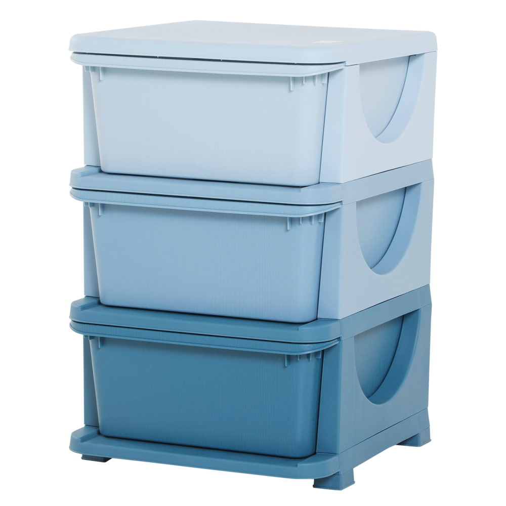 Cassettiera in plastica colorata 3 cassetti 37x37x56.5cm blu - Blu - PVC - Cloruro di polivinile