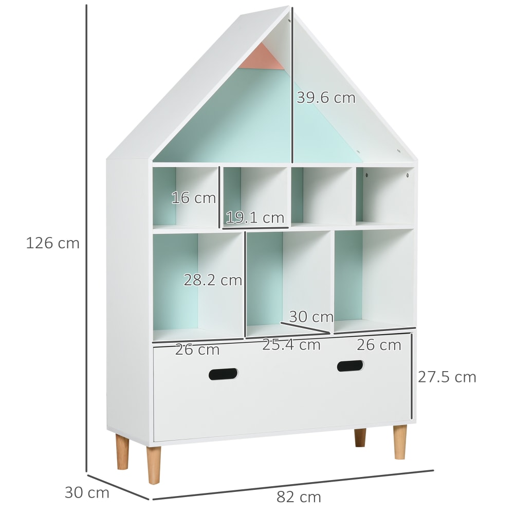 Libreria scaffale portagiochi per bimbi e ragazzi mdf azzurra