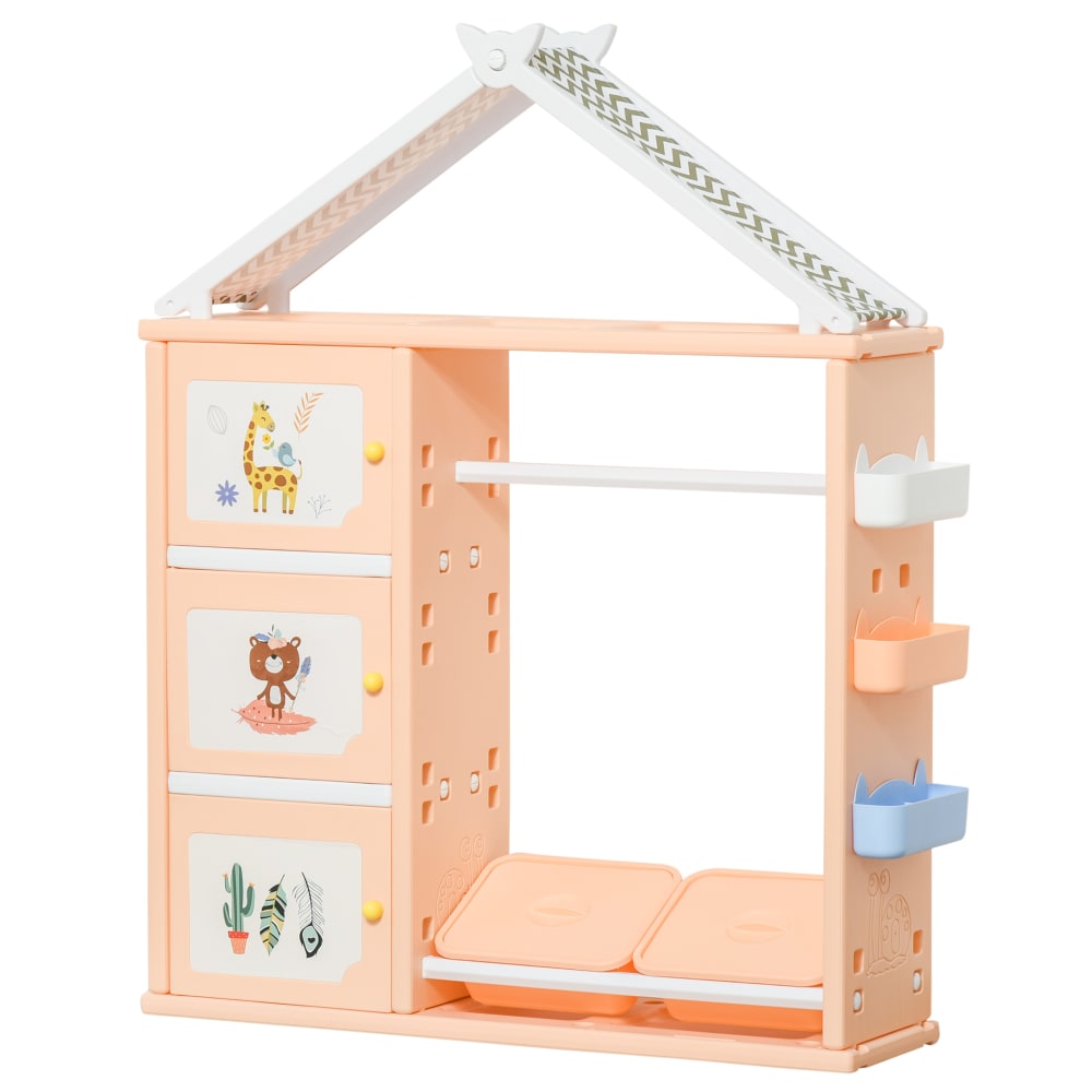 Armadio cameretta mobile portagiochi pe arancione 128x34x155cm - Arancione - PVC - Cloruro di polivinile