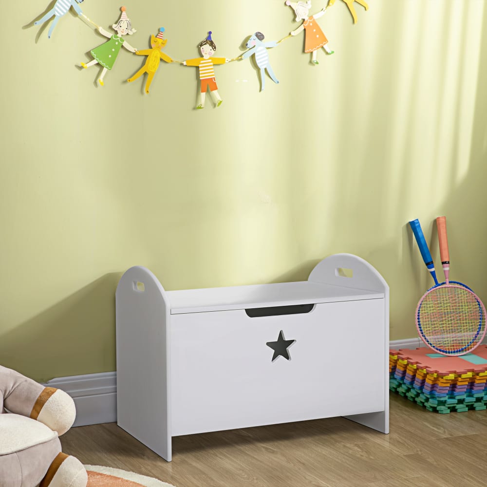 Baule contenitore portagiochi per bambini in legno bianco -