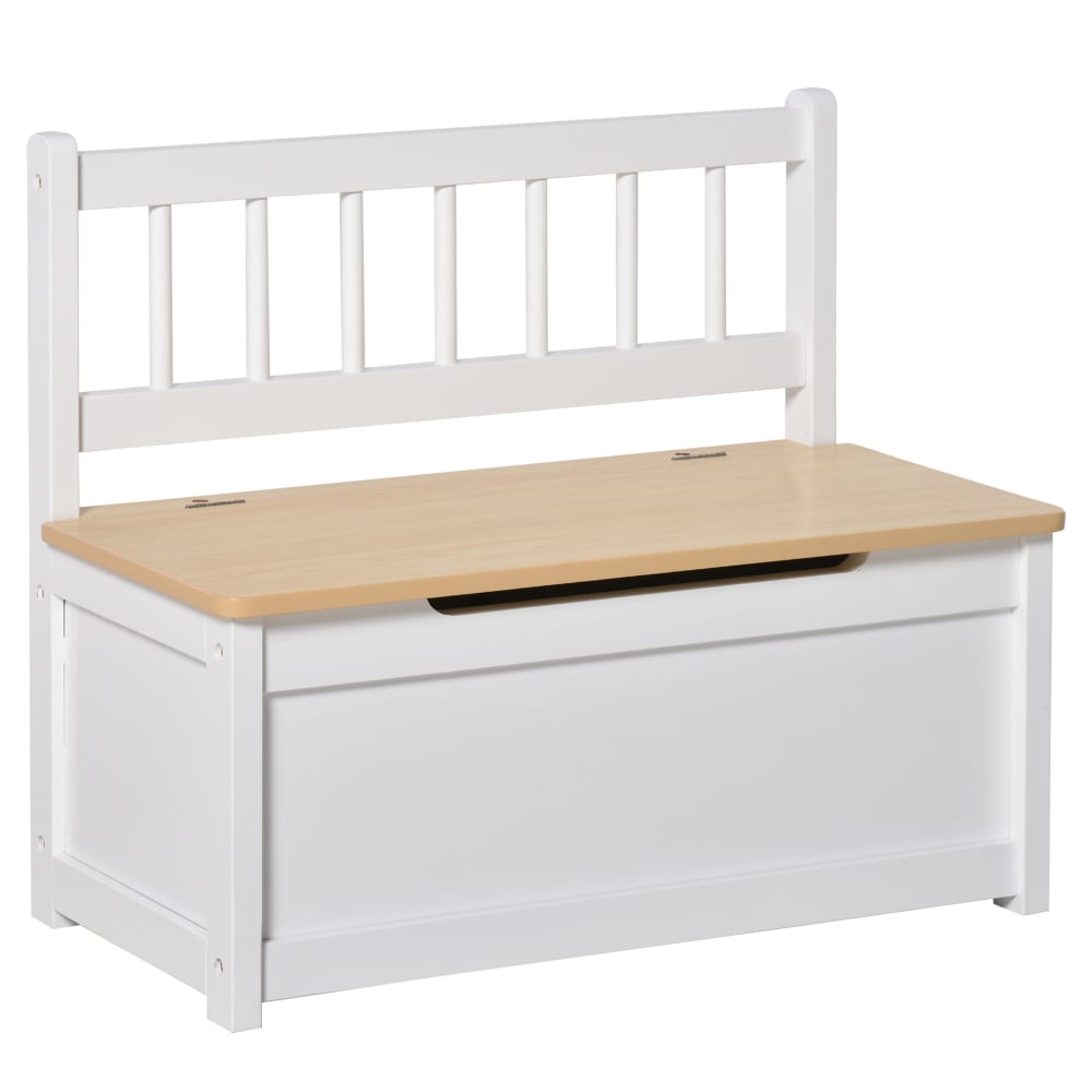 Cassapanca in legno 2 in 1 per bambini con schienale 60x30x50cm - Bianco - Pannello di particelle
