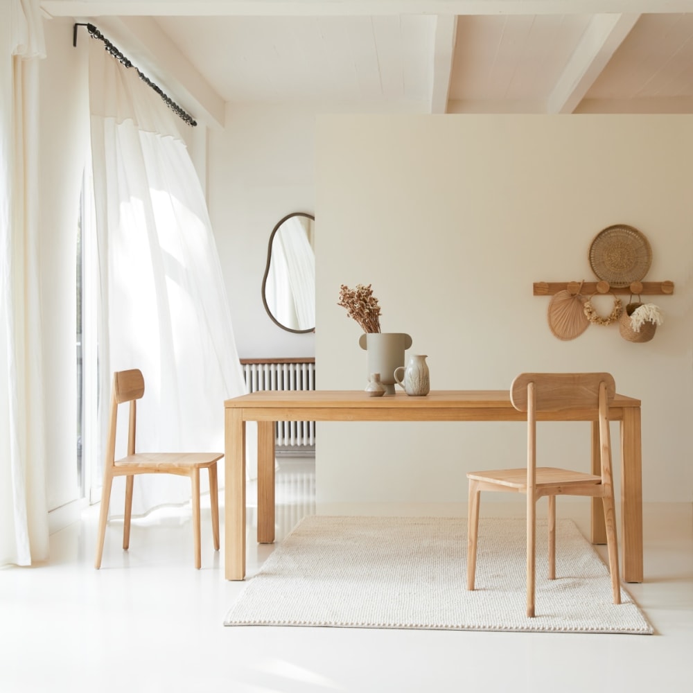 Tikamoon Esstisch aus massivem Teak 6/8 Pers. style classic chic Beige Holz