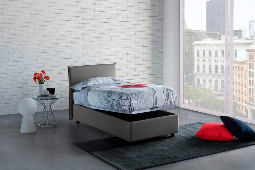 Doppelbett aus Stoff grau 140x190 cm - Maisons Du Monde