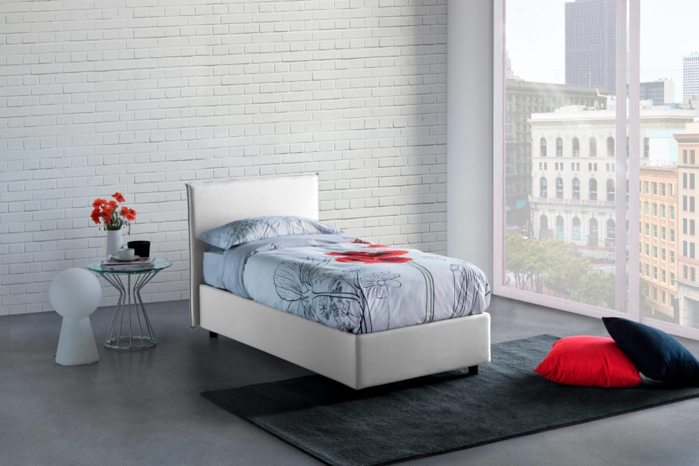 Doppelbett aus Stoff weiß 140x190 cm - Maisons Du Monde