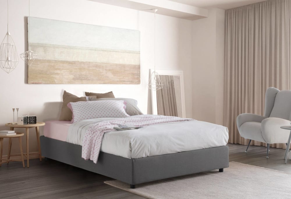 Doppelbett aus Stoff grau 140x190 cm - Maisons Du Monde