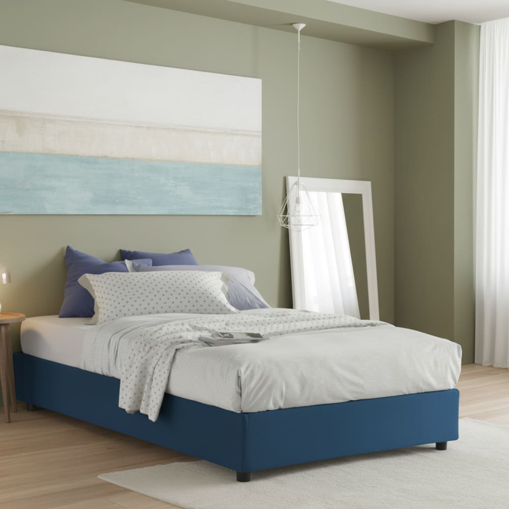 Doppelbett aus Stoff blau 140x190 cm - Maisons Du Monde