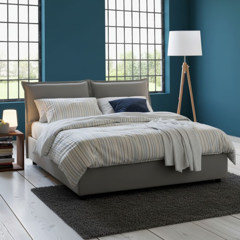 Doppelbett aus Stoff grau 140x200 cm - Maisons Du Monde