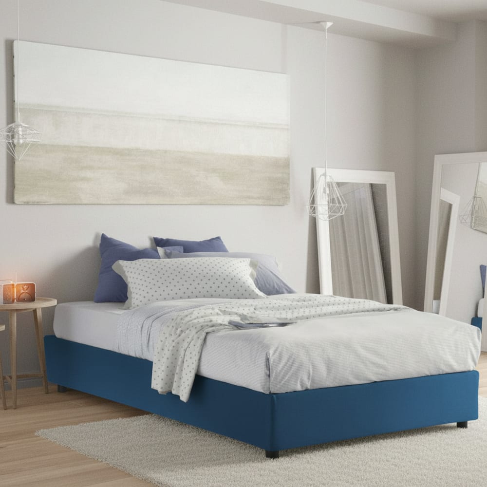 Doppelbett aus Stoff blau 140x200 cm - Maisons Du Monde