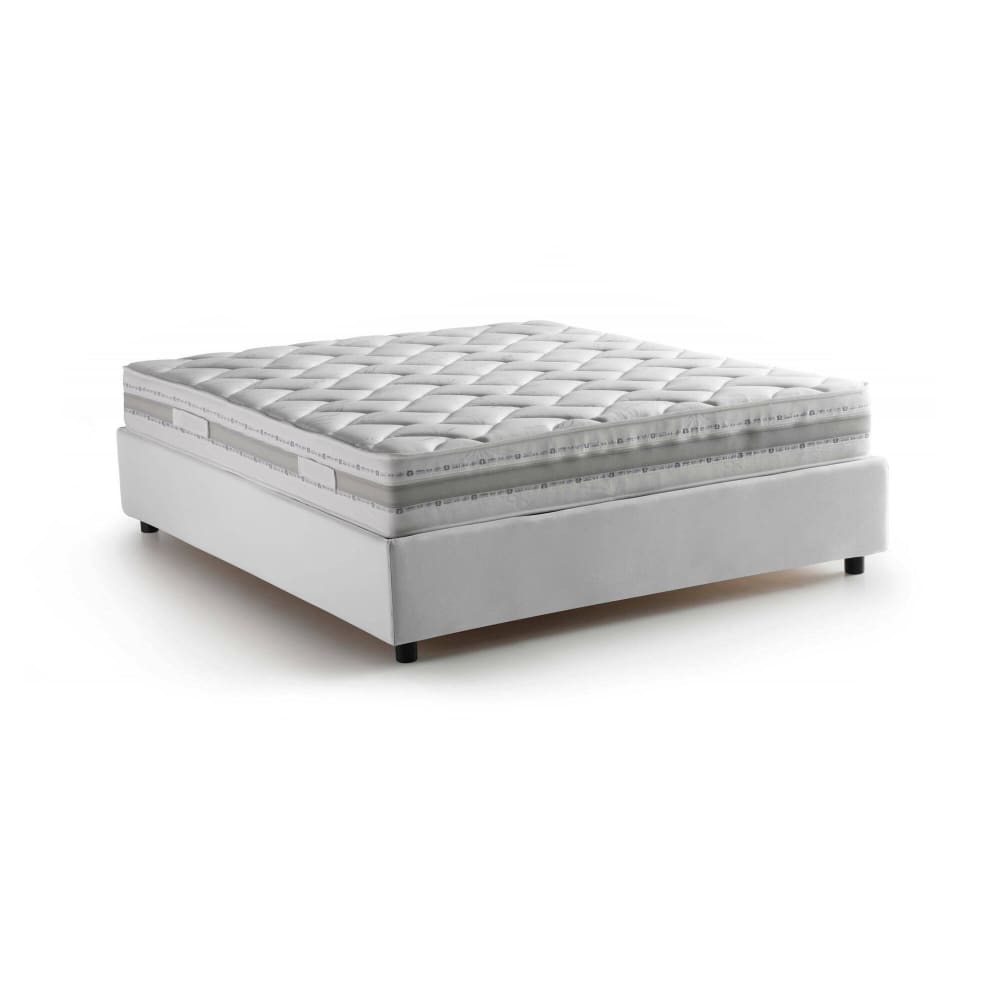 Lit double en tissu blanc 140x190 cm