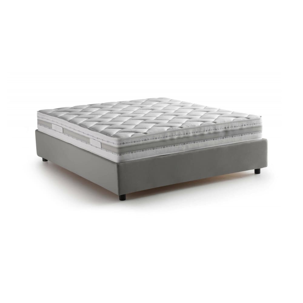 Lit double en tissu gris 140x200 cm