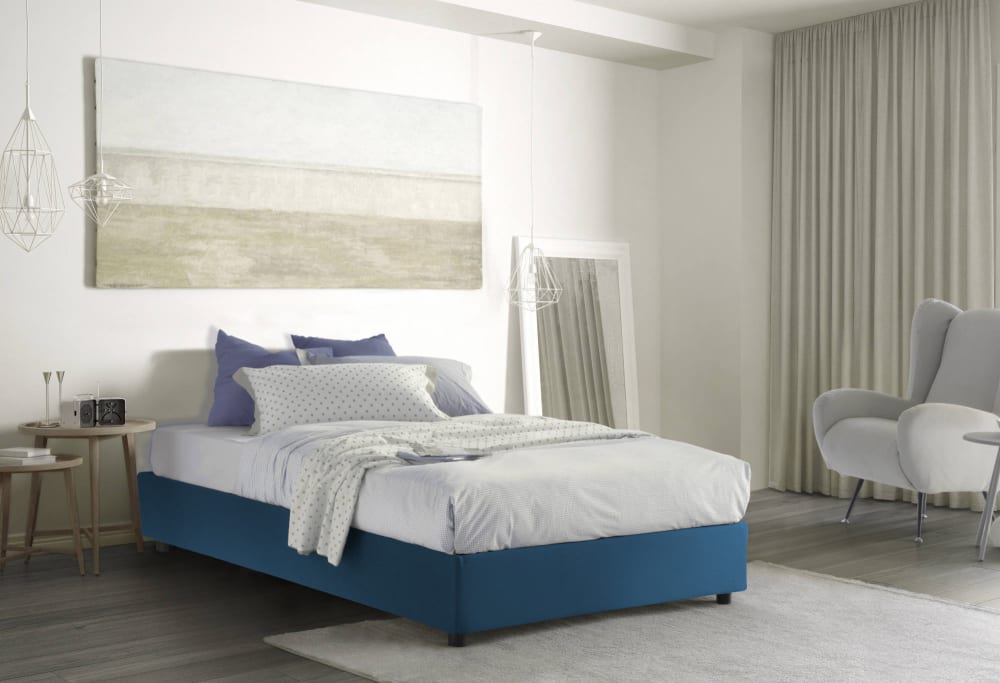Doppelbett aus Stoff blau 140x200 cm - Maisons Du Monde