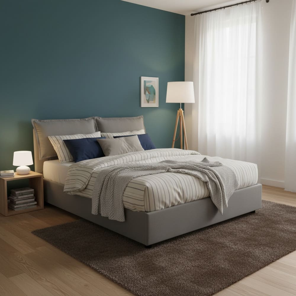 Doppelbett aus Stoff grau 140x190 cm - Maisons Du Monde
