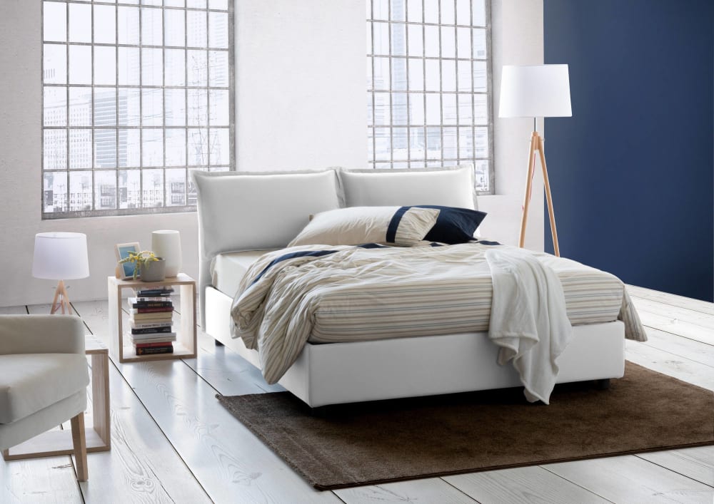 Doppelbett aus Stoff weiß 140x190 cm - Maisons Du Monde