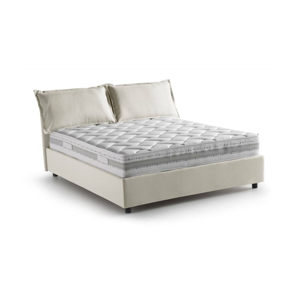 Lit double en tissu beige 140x190 cm