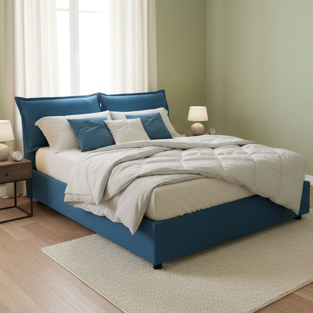 Doppelbett aus Stoff blau 140x190 cm - Maisons Du Monde