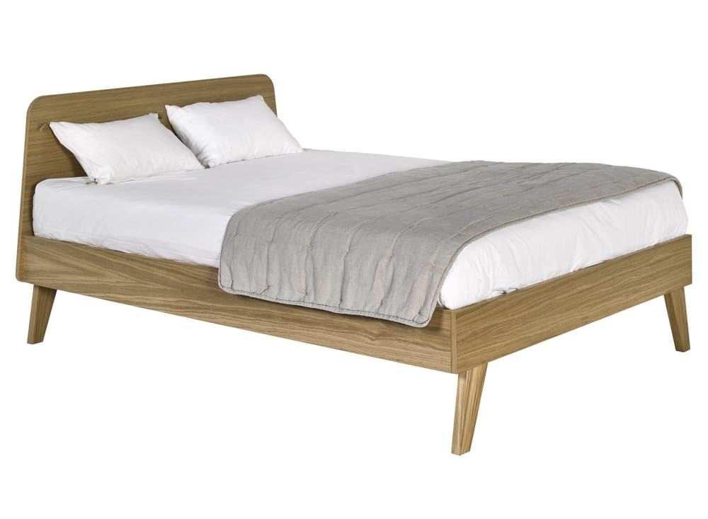 Lit double 140x200 cm en chêne