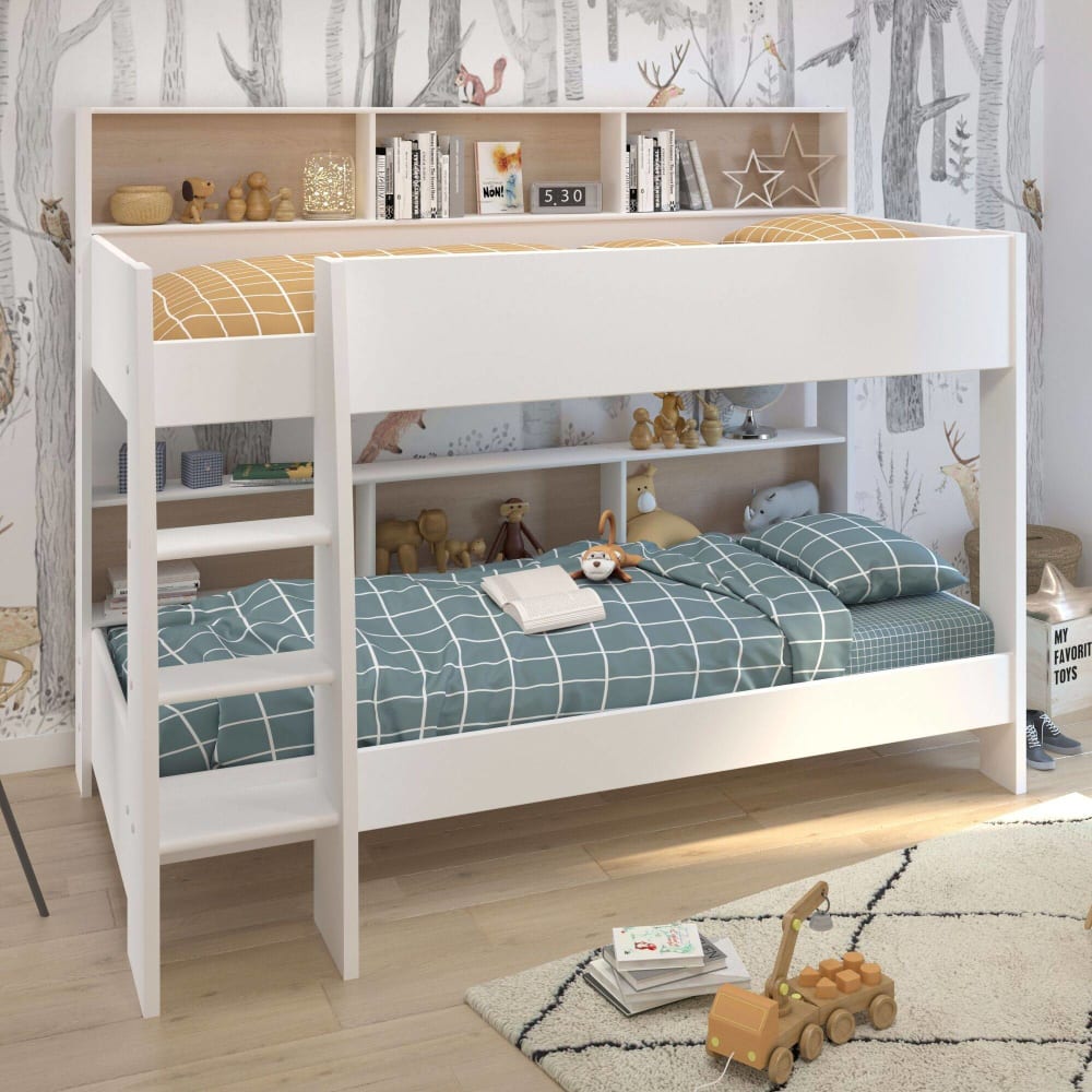 Lits superposés blanc en panneaux de particules 90x200cm (CAMIF) - Image 1