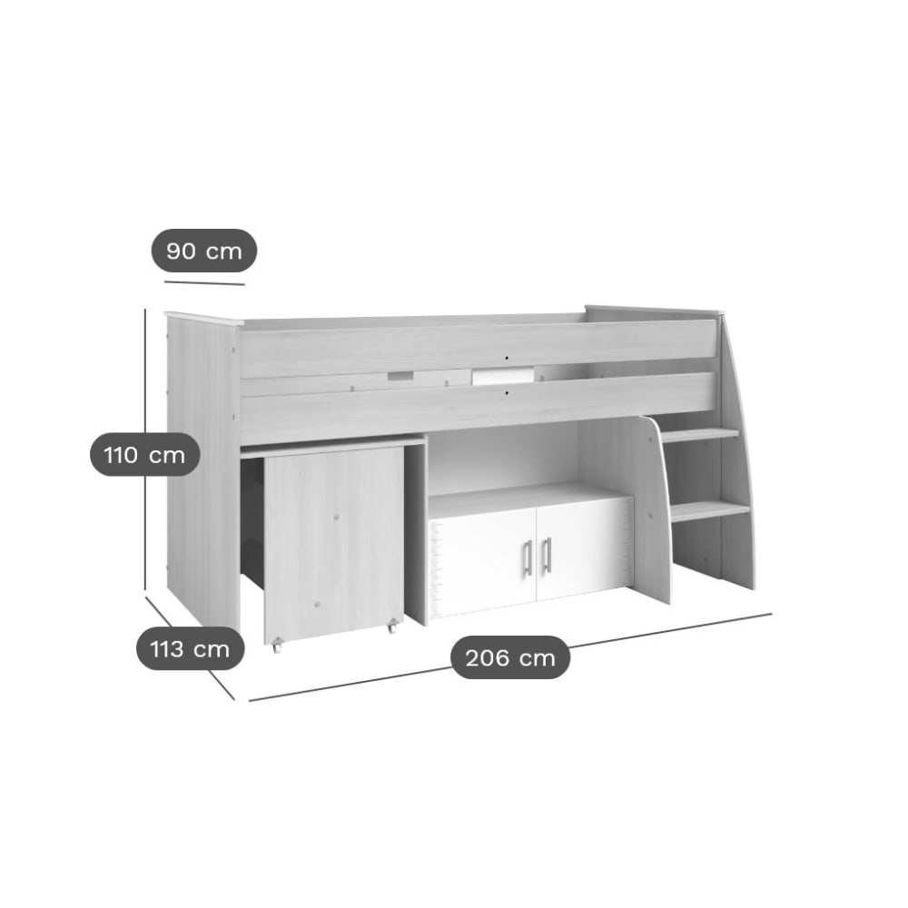 Lit combiné 90 x 200 cm acacia (CAMIF) - Image 2