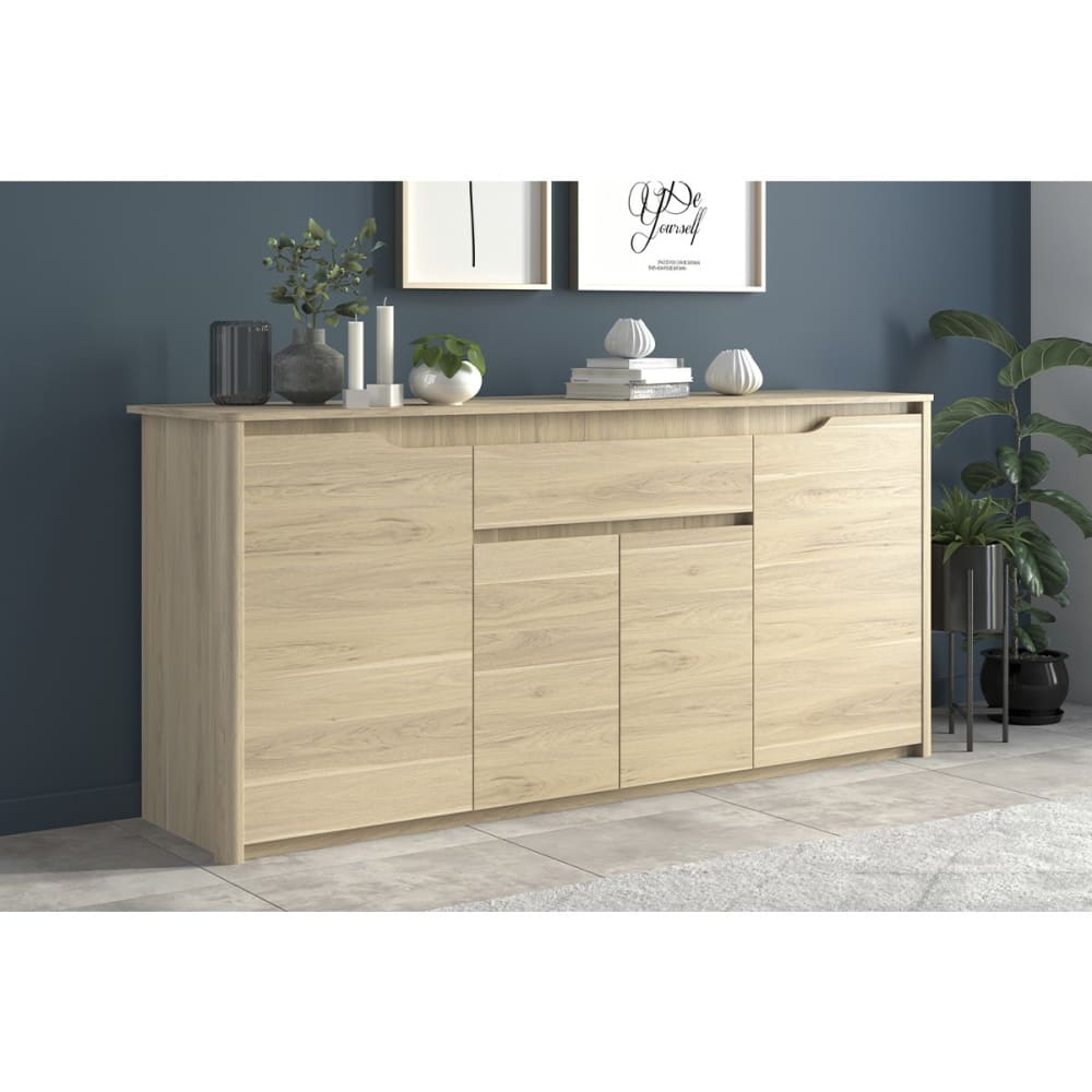 Buffet 4 Portes 1 Tiroir L185 cm - Décor Chêne - Maisons du Monde