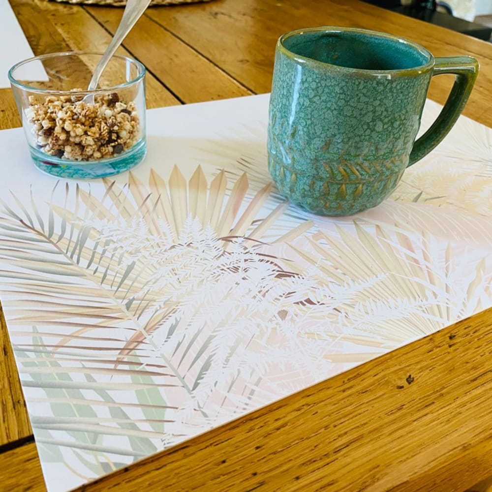 Lot de 4 - set de table en vinyle beige motif végétal 30x50 cm - Maisons du Monde