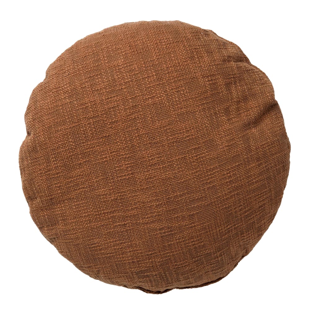 Coussin rond Marron en coton 50 cm uni