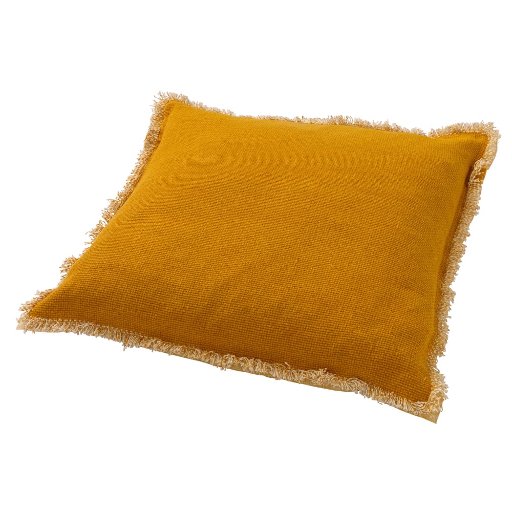 Housse de coussin jaune en coton-45x45 cm uni — vue 4
