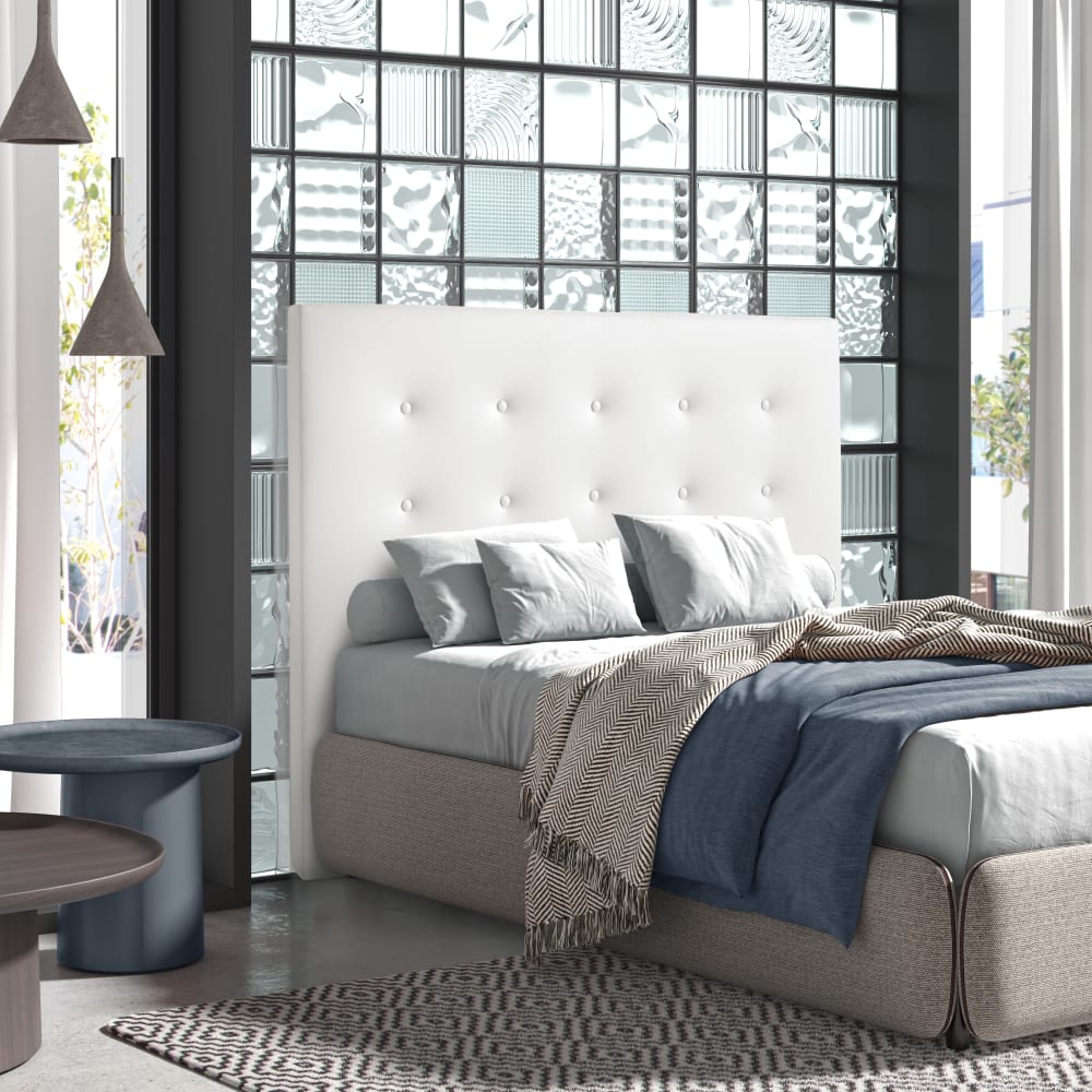 Cabecero tapizado en polipiel blanca medidas: 150x8x120 - Maisons du Monde