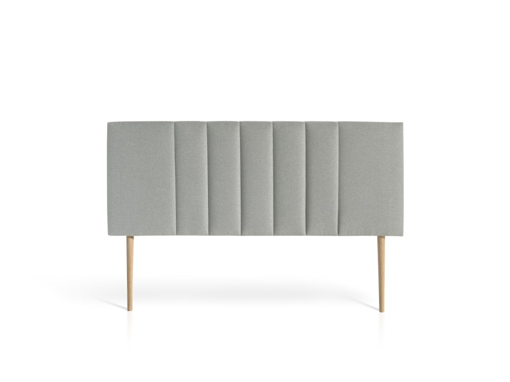 Cabecero tapizado gris jaspeado con patas madera 150x60 cm