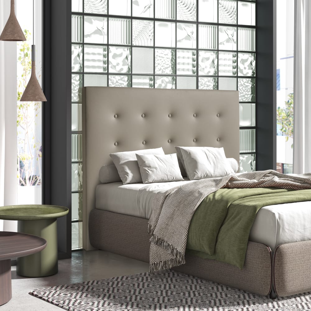 Cabecero alto tapizado en polipiel VISÓN 160×120 cm - Maisons du Monde