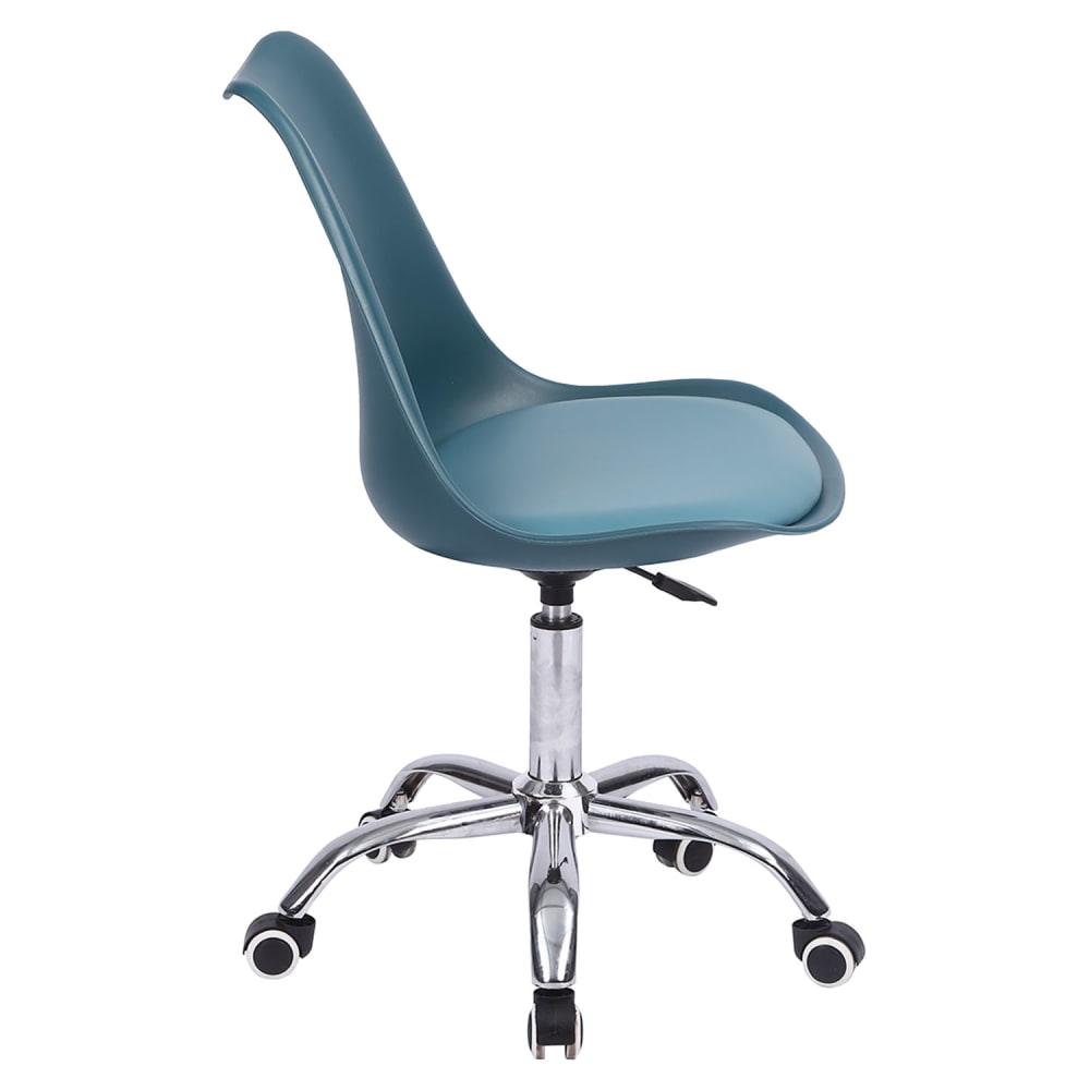 Chaise de bureau à roulettes et réglable en hauteur bleue