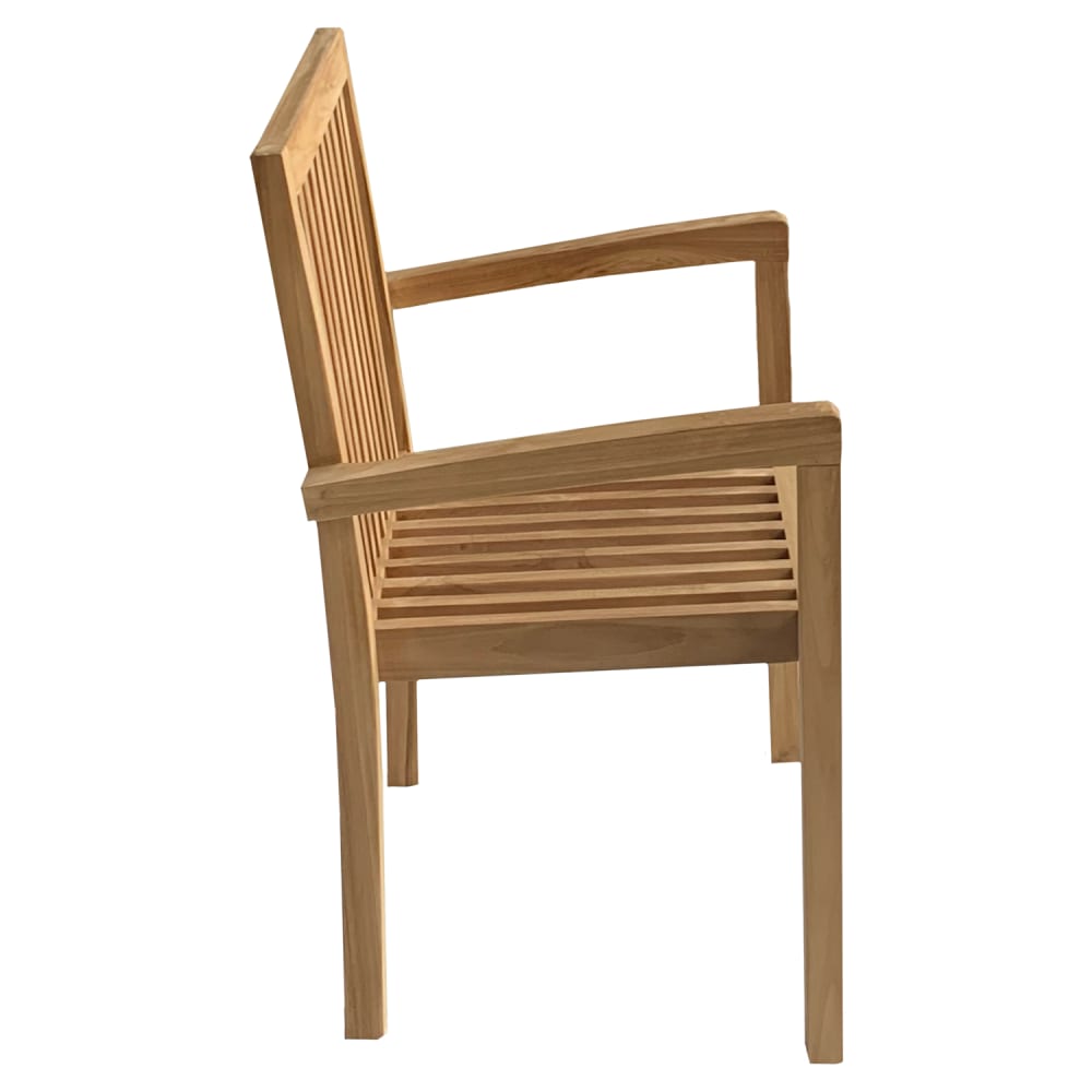 Lot de 4 chaises de jardin empilables en teck