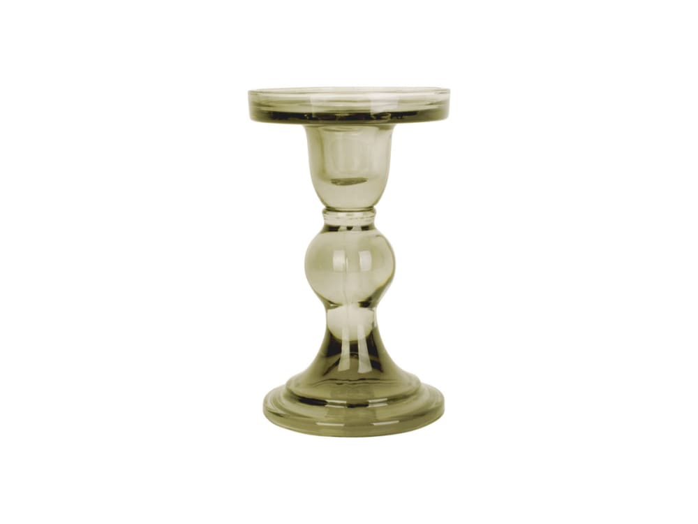 Present Time Bougeoir en verre glass art pour bougie large Vert
