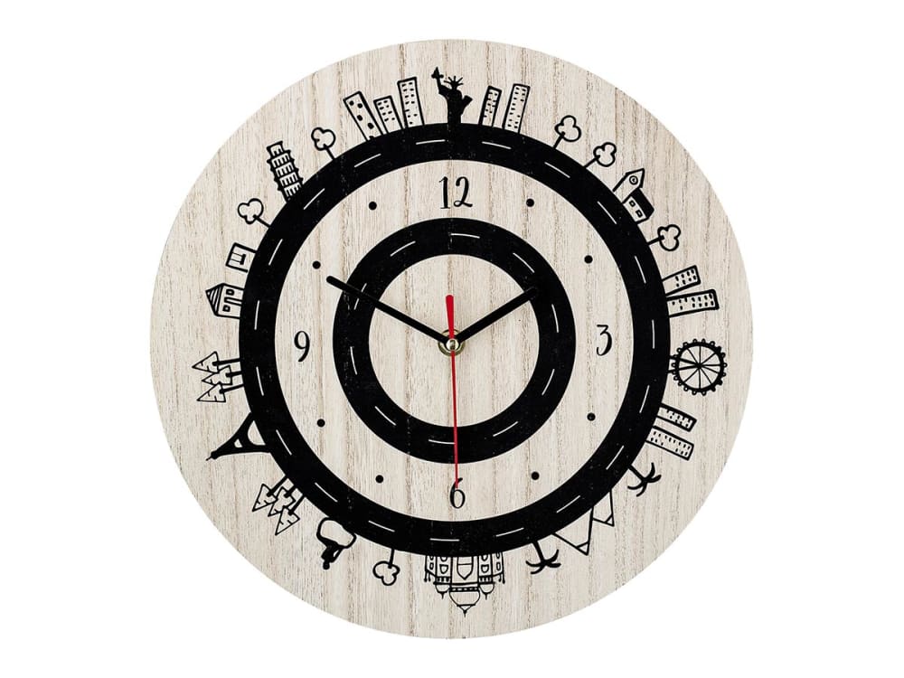 Bloomingville Horloge enfant en bois beige et noir Beige Bois - 1x1x1cm