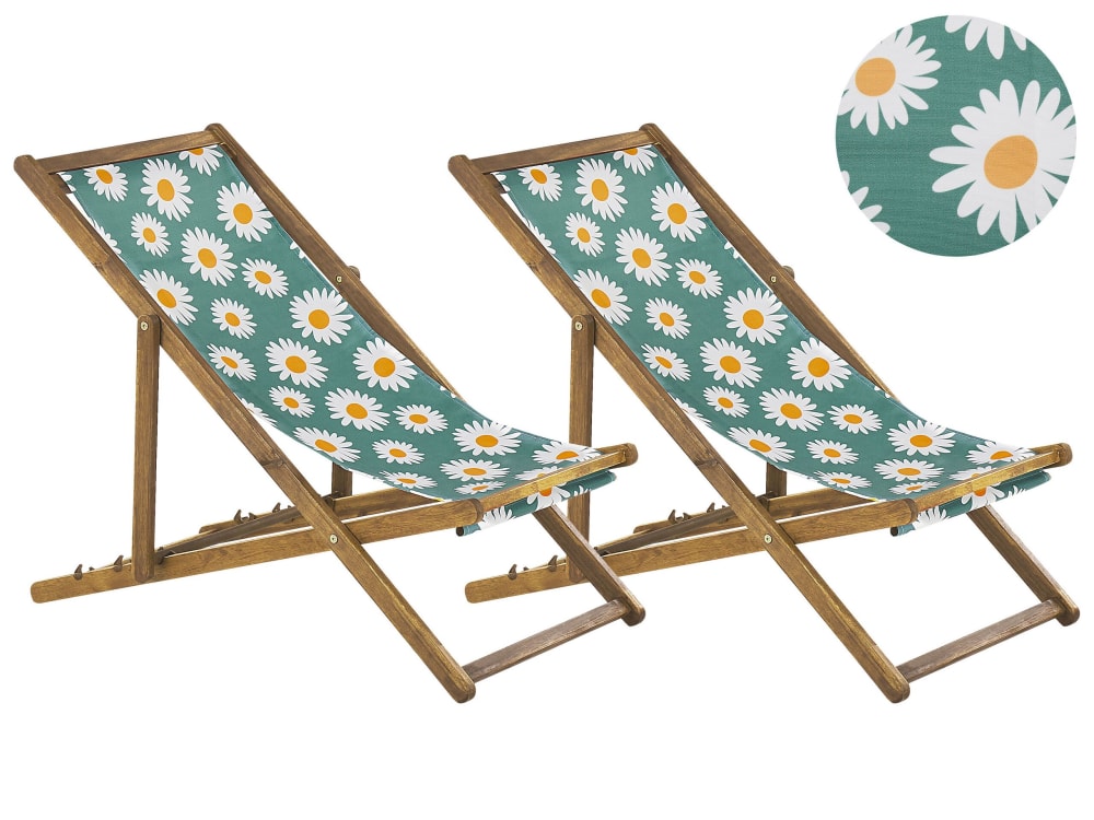 Chaise longue en bois vert avec tissus de remplacement