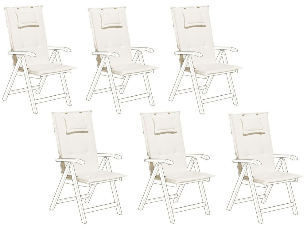 Sitzauflagen 6Er Set 50 X 70 Cm Cremeweiß